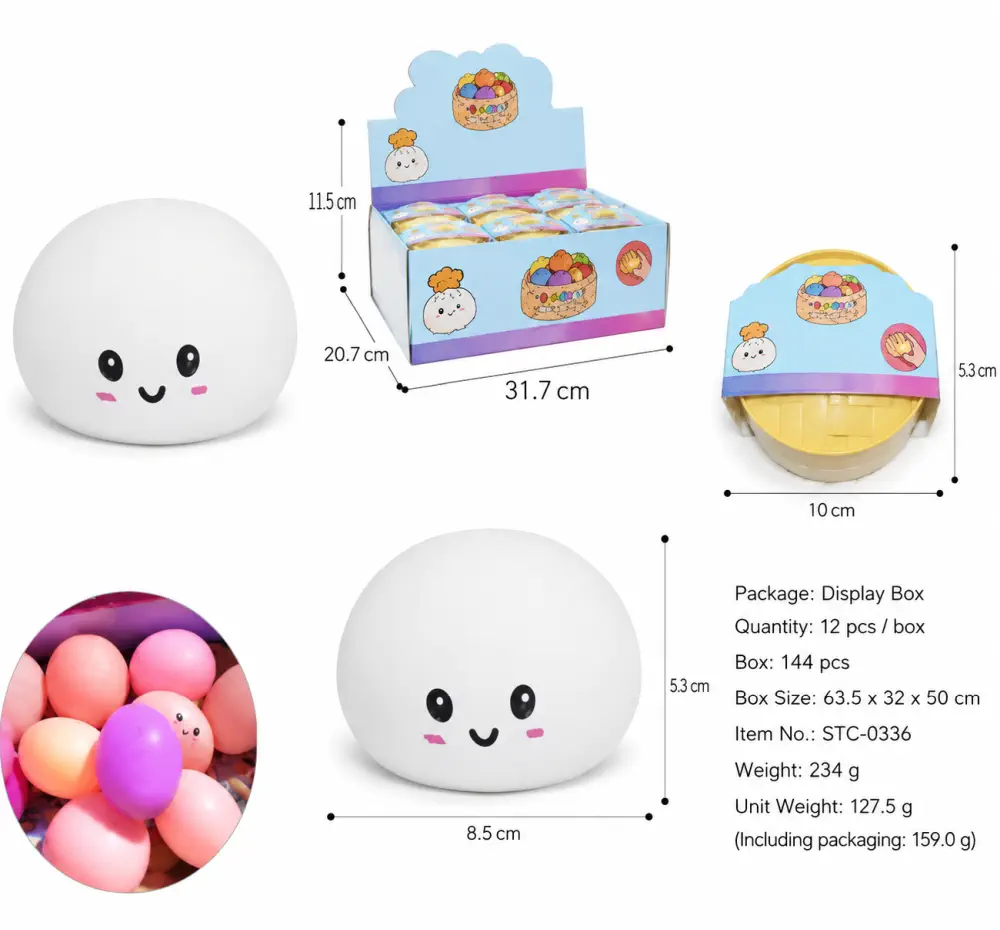 Сквіш дамплінг антистрес Бао булочка пельмень Glow Bun Squishy Хамелеон Сквіш-Булочка